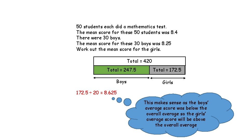50 students each did a mathematics test. The mean score for these 50 students 50 students each did a mathematics test. The mean score for these 50 students