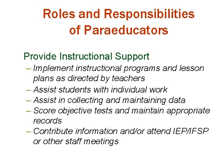 October 23 2007 Special Education Paraeducator Afterschool Videoconference