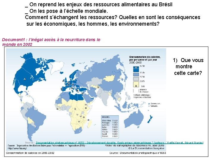 _ On reprend les enjeux des ressources alimentaires au Brésil _ On les pose