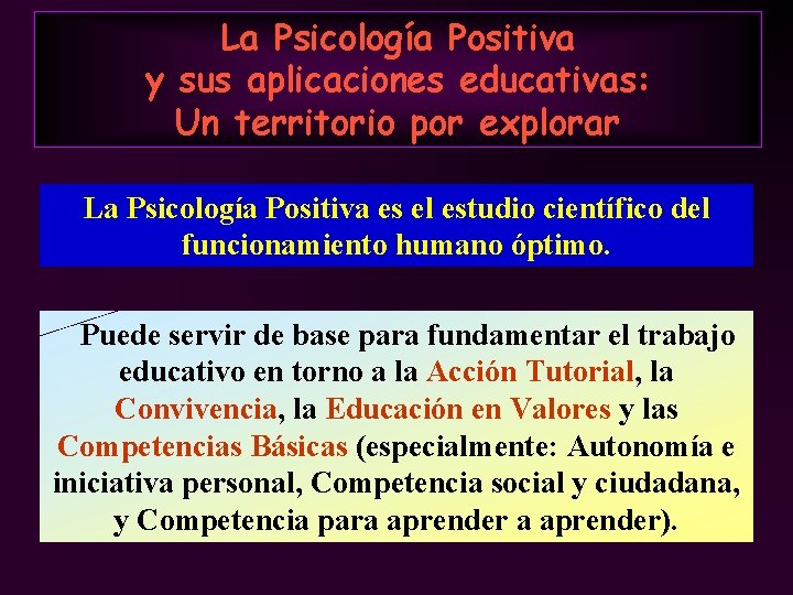 La Psicología Positiva y sus aplicaciones educativas: Un territorio por explorar La Psicología Positiva