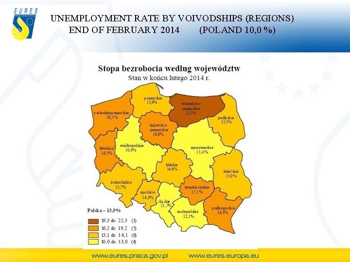 UNEMPLOYMENT RATE BY VOIVODSHIPS (REGIONS) END OF FEBRUARY 2014 (POLAND 10, 0 %) 