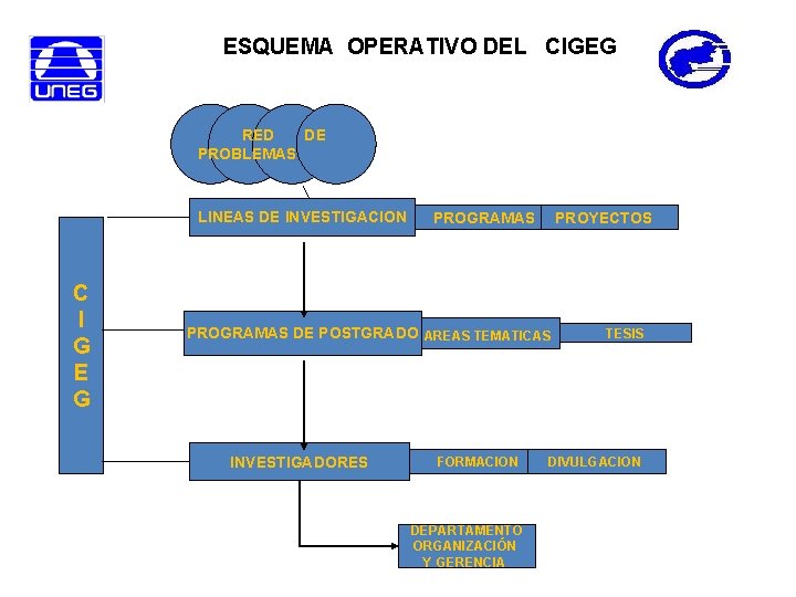 ESQUEMA OPERATIVO DEL CIGEG RED DE PROBLEMAS LINEAS DE INVESTIGACION C I G E