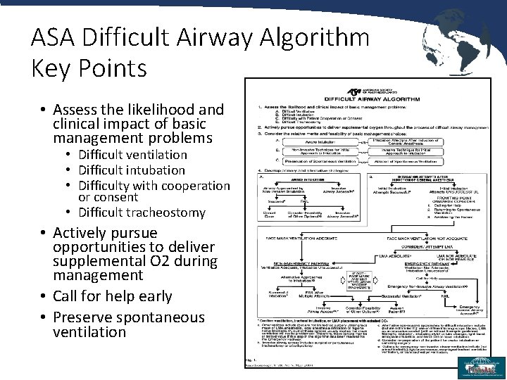 ASA Difficult Airway Algorithm Key Points • Assess the likelihood and clinical impact of