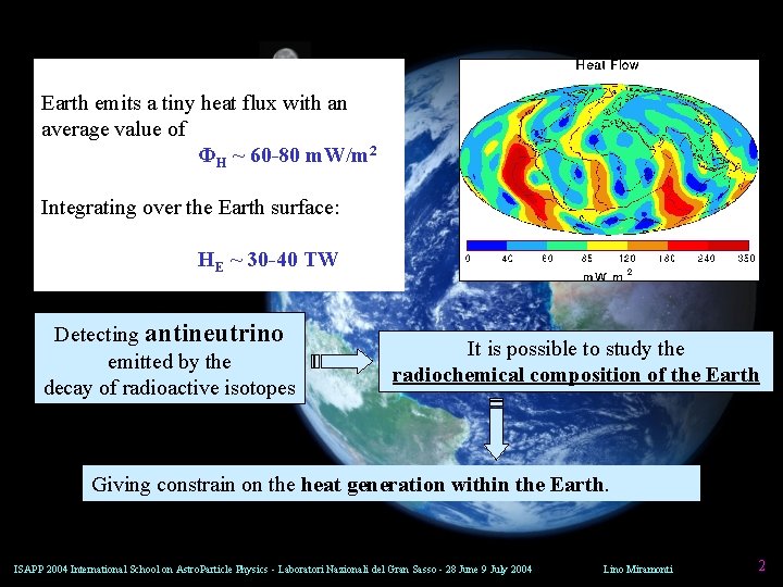 Earth emits a tiny heat flux with an average value of ΦH ~ 60