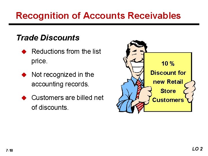 Recognition of Accounts Receivables Trade Discounts u 7 -18 Reductions from the list price.