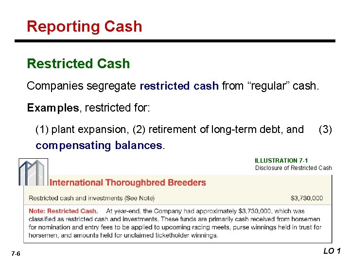 Reporting Cash Restricted Cash Companies segregate restricted cash from “regular” cash. Examples, restricted for: