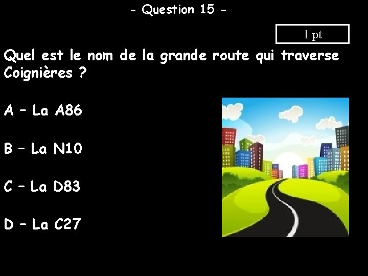 - Question 15 1 pt Quel est le nom de la grande route qui