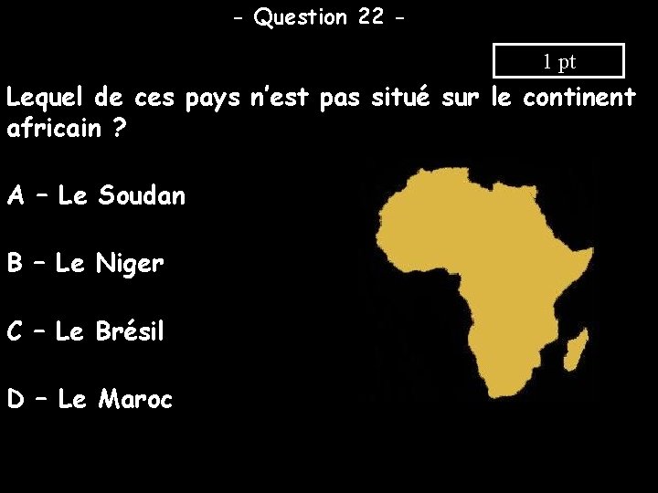 - Question 22 1 pt Lequel de ces pays n’est pas situé sur le