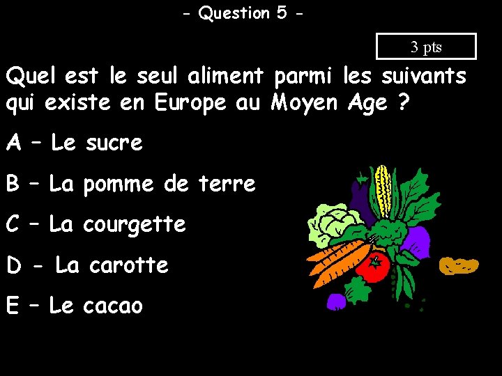 - Question 5 3 pts Quel est le seul aliment parmi les suivants qui - Question 5 3 pts Quel est le seul aliment parmi les suivants qui