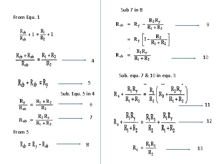 Sub 7 in 8 From Equ. 1 9 10 4 Sub. equ. 7 &