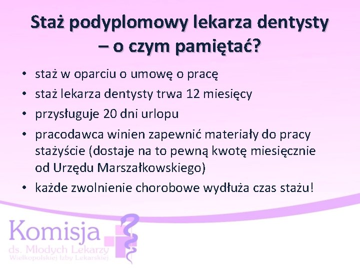 Staż podyplomowy lekarza dentysty – o czym pamiętać? staż w oparciu o umowę o