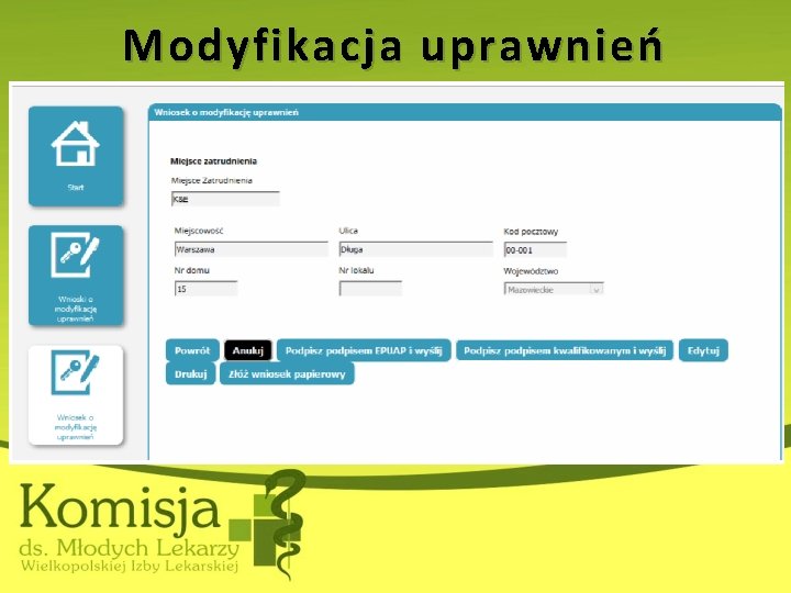 Modyfikacja uprawnień 