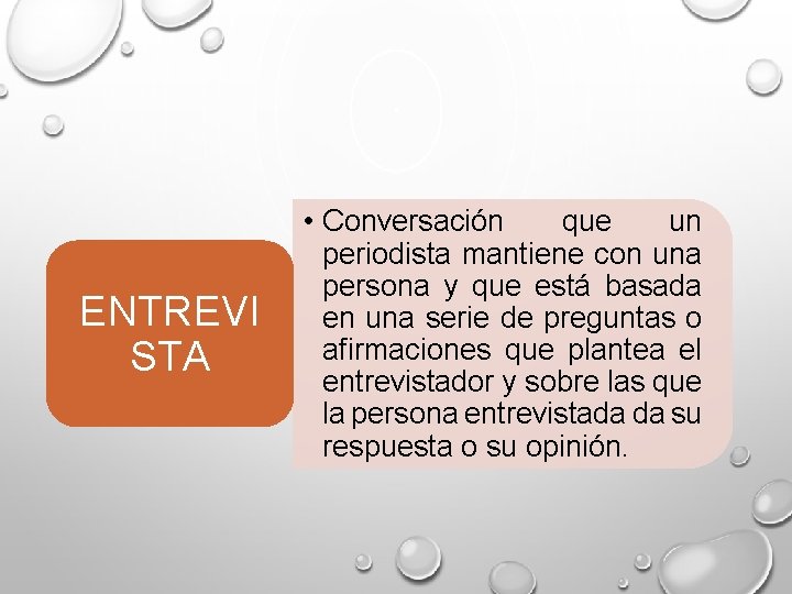 ENTREVI STA • Conversación que un periodista mantiene con una persona y que está