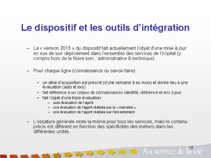 Le dispositif et les outils d’intégration – La « version 2013 » du dispositif