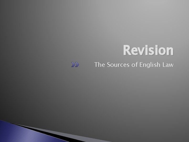 Revision The Sources of English Law 