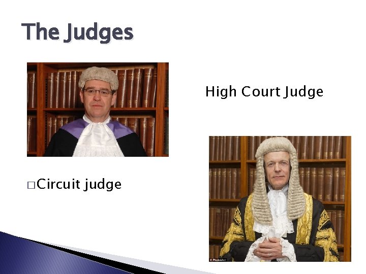 The Judges High Court Judge � Circuit judge 