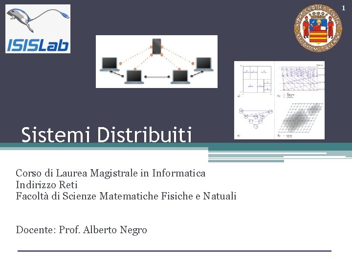 1 Sistemi Distribuiti Corso di Laurea Magistrale in Informatica Indirizzo Reti Facoltà di Scienze