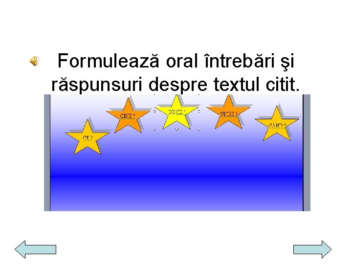 Formulează oral întrebări şi răspunsuri despre textul citit. 