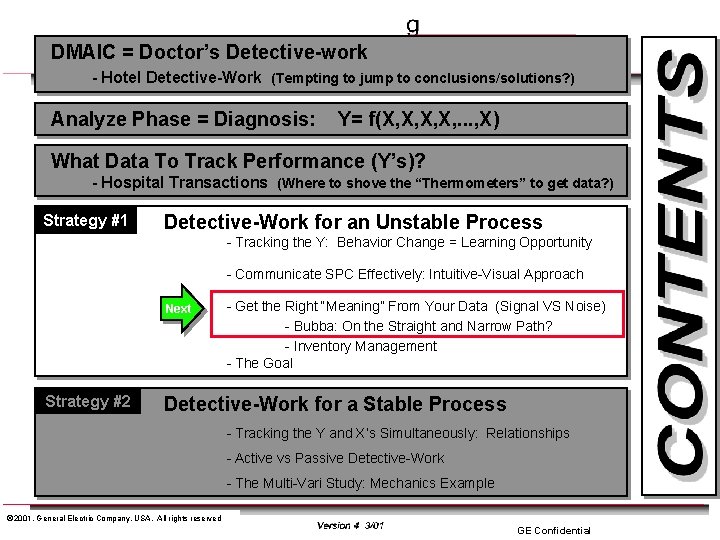 DMAIC = Doctor’s Detective-work - Hotel Detective-Work (Tempting to jump to conclusions/solutions? ) Analyze