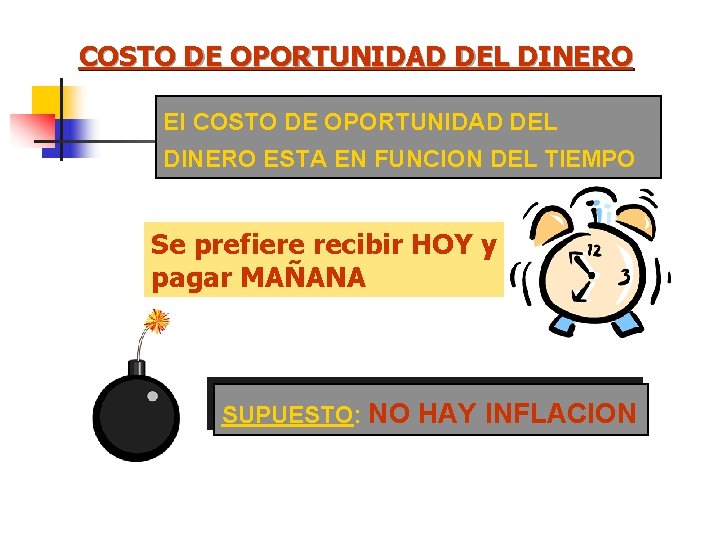 COSTO DE OPORTUNIDAD DEL DINERO El COSTO DE OPORTUNIDAD DEL DINERO ESTA EN FUNCION COSTO DE OPORTUNIDAD DEL DINERO El COSTO DE OPORTUNIDAD DEL DINERO ESTA EN FUNCION