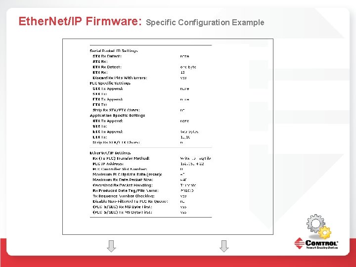 Ether. Net/IP Firmware: Specific Configuration Example 