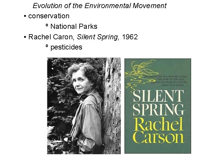 Evolution of the Environmental Movement • conservation º National Parks • Rachel Caron, Silent