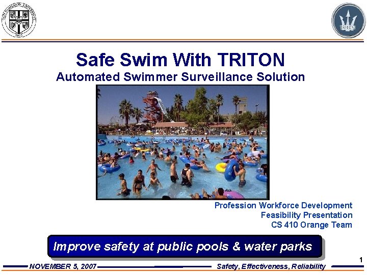 Safe Swim With TRITON Automated Swimmer Surveillance Solution Profession Workforce Development Feasibility Presentation CS