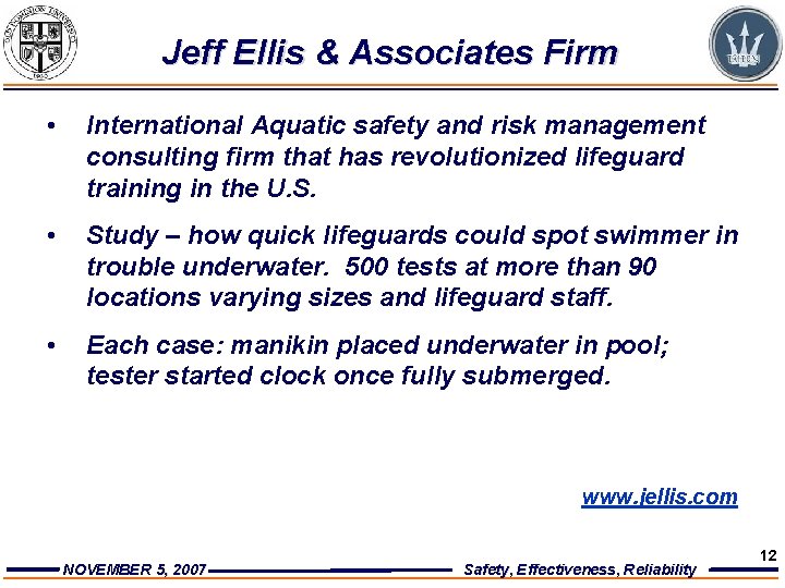 Jeff Ellis & Associates Firm • International Aquatic safety and risk management consulting firm