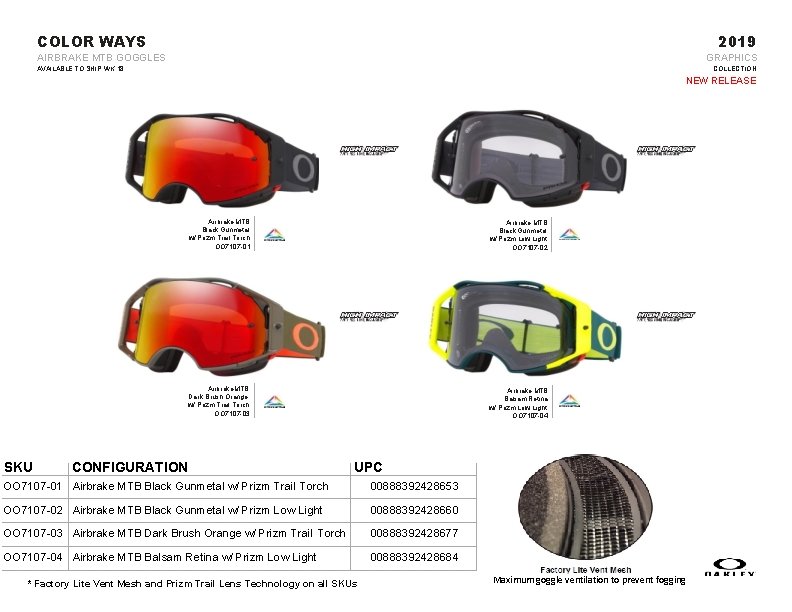 COLOR WAYS 2019 AIRBRAKE MTB GOGGLES GRAPHICS AVAILABLE TO SHIP WK 18 COLLECTION NEW