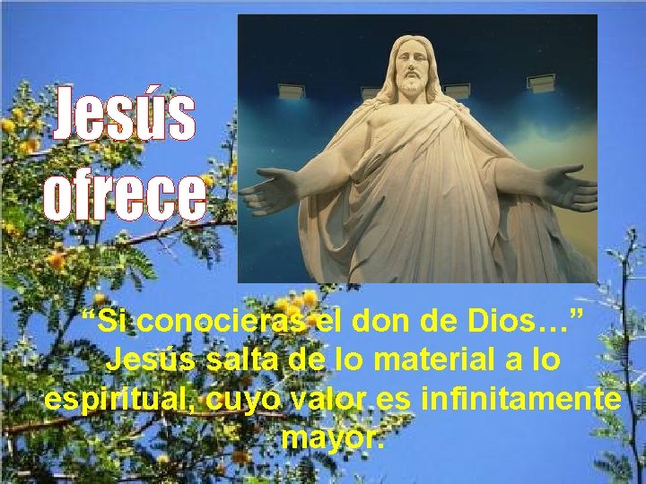 “Si conocieras el don de Dios…” Jesús salta de lo material a lo espiritual,