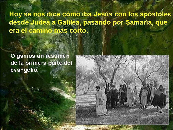 Hoy se nos dice cómo iba Jesús con los apóstoles desde Judea a Galilea,