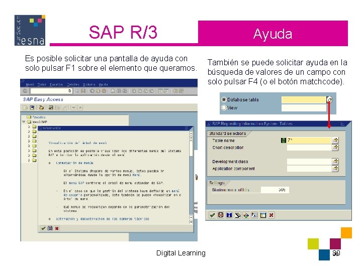 SAP R/3 Es posible solicitar una pantalla de ayuda con solo pulsar F 1 SAP R/3 Es posible solicitar una pantalla de ayuda con solo pulsar F 1