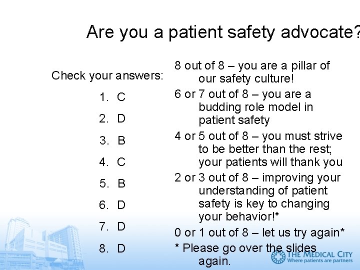 Are you a patient safety advocate? 8 out of 8 – you are a