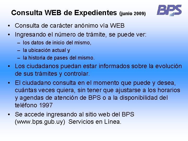 Consulta WEB de Expedientes (junio 2009) • Consulta de carácter anónimo vía WEB •