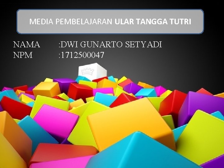 MEDIA PEMBELAJARAN ULAR TANGGA TUTRI NAMA NPM : DWI GUNARTO SETYADI : 1712500047 