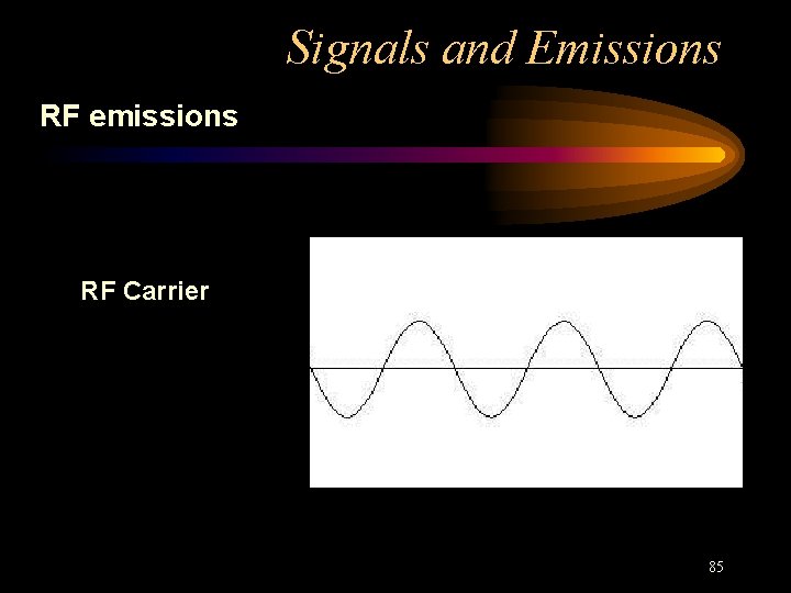 Signals and Emissions RF emissions RF Carrier 85 