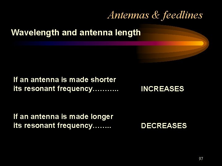 Antennas & feedlines Wavelength and antenna length If an antenna is made shorter its