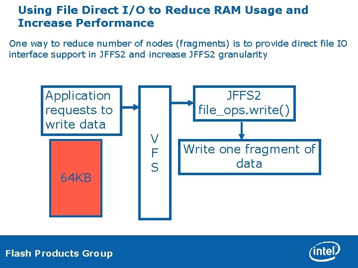 Using File Direct I/O to Reduce RAM Usage and Increase Performance One way to