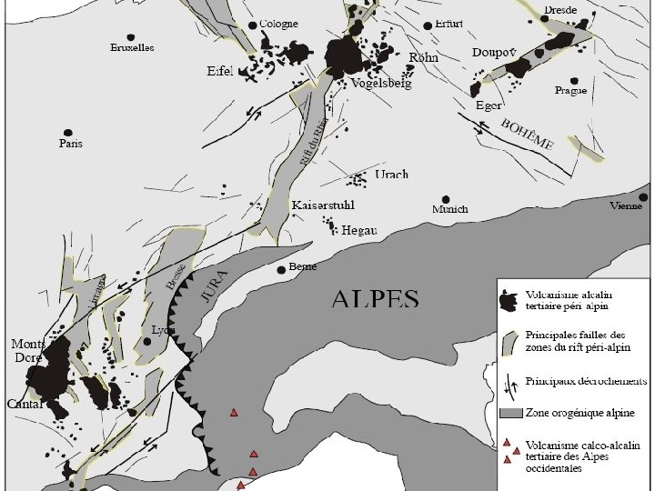 Pas point chaud car volcanisme simultané en Europe 