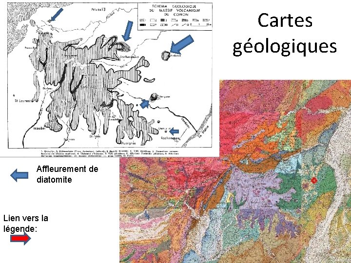 Cartes géologiques Affleurement de diatomite Lien vers la légende: 