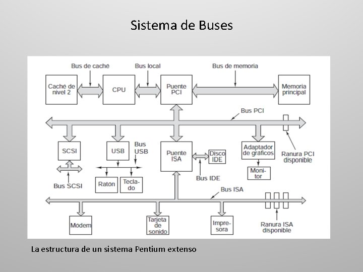 Sistema de Buses La estructura de un sistema Pentium extenso 