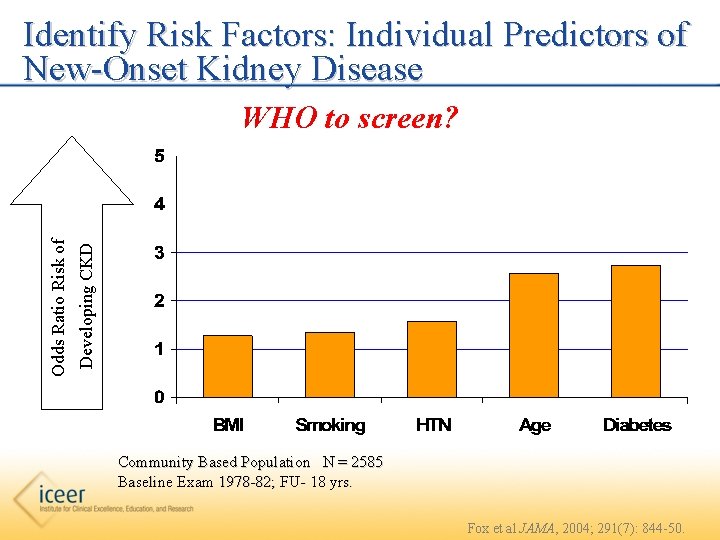 Identify Risk Factors: Individual Predictors of New-Onset Kidney Disease Developing CKD Odds Ratio Risk