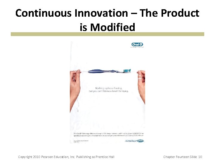 Continuous Innovation – The Product is Modified Copyright 2010 Pearson Education, Inc. Publishing as Continuous Innovation – The Product is Modified Copyright 2010 Pearson Education, Inc. Publishing as