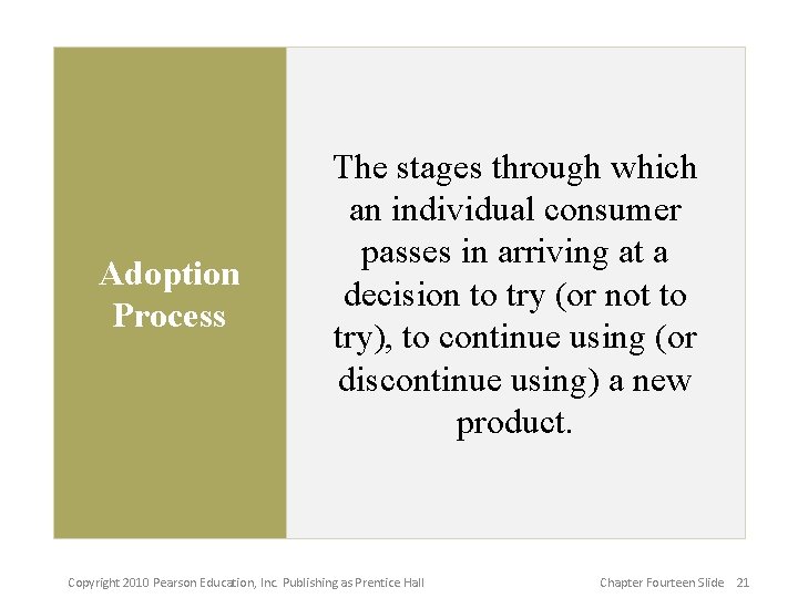 Adoption Process The stages through which an individual consumer passes in arriving at a Adoption Process The stages through which an individual consumer passes in arriving at a