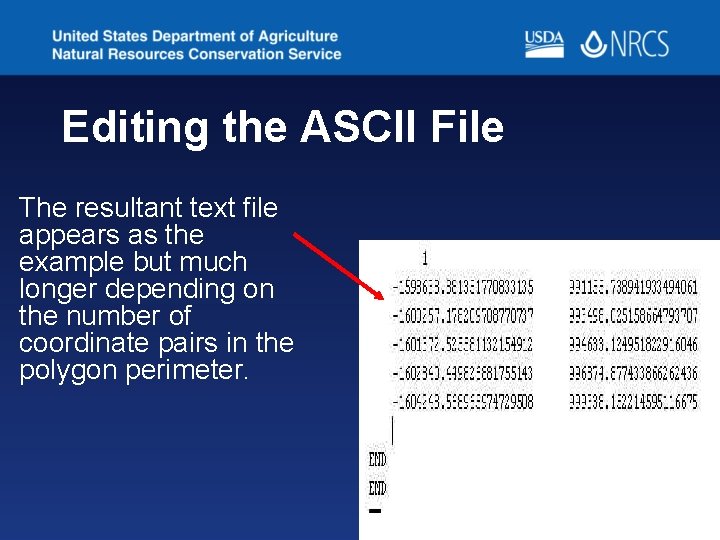 Editing the ASCII File The resultant text file appears as the example but much Editing the ASCII File The resultant text file appears as the example but much