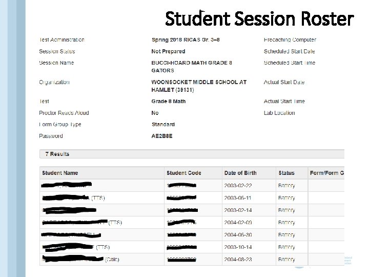 Student Session Roster 