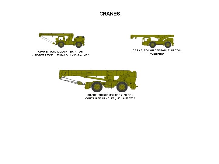 CRANES CRANE, TRUCK MOUNTED, 4 TON AIRCRAFT MAINT, MDL # RT 41 AA (SCAMP)