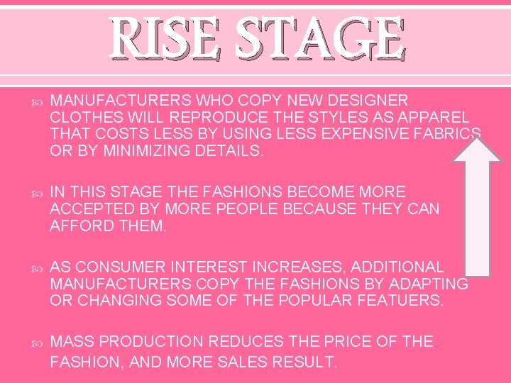 RISE STAGE MANUFACTURERS WHO COPY NEW DESIGNER CLOTHES WILL REPRODUCE THE STYLES AS APPAREL