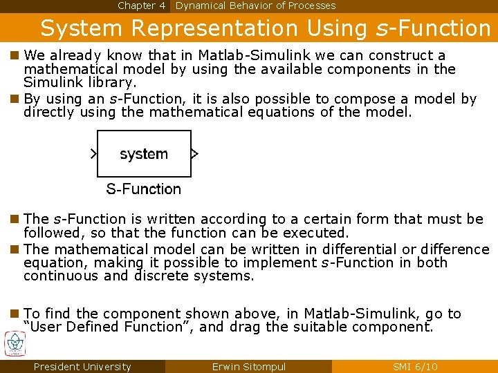 System Function Model System Modeling and Identification Lecture 6 Dr Ing