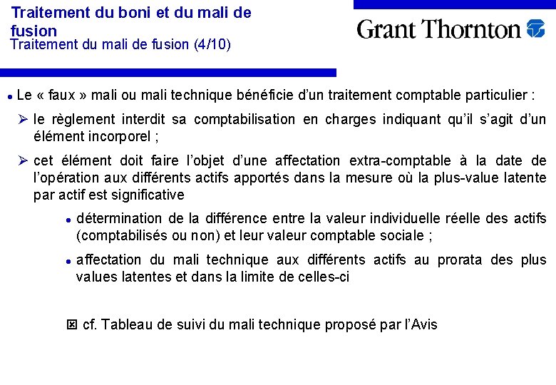 Traitement du boni et du mali de fusion Traitement du mali de fusion (4/10)